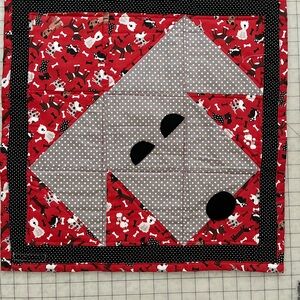 Red and Gray Patchwork Mini Quilt